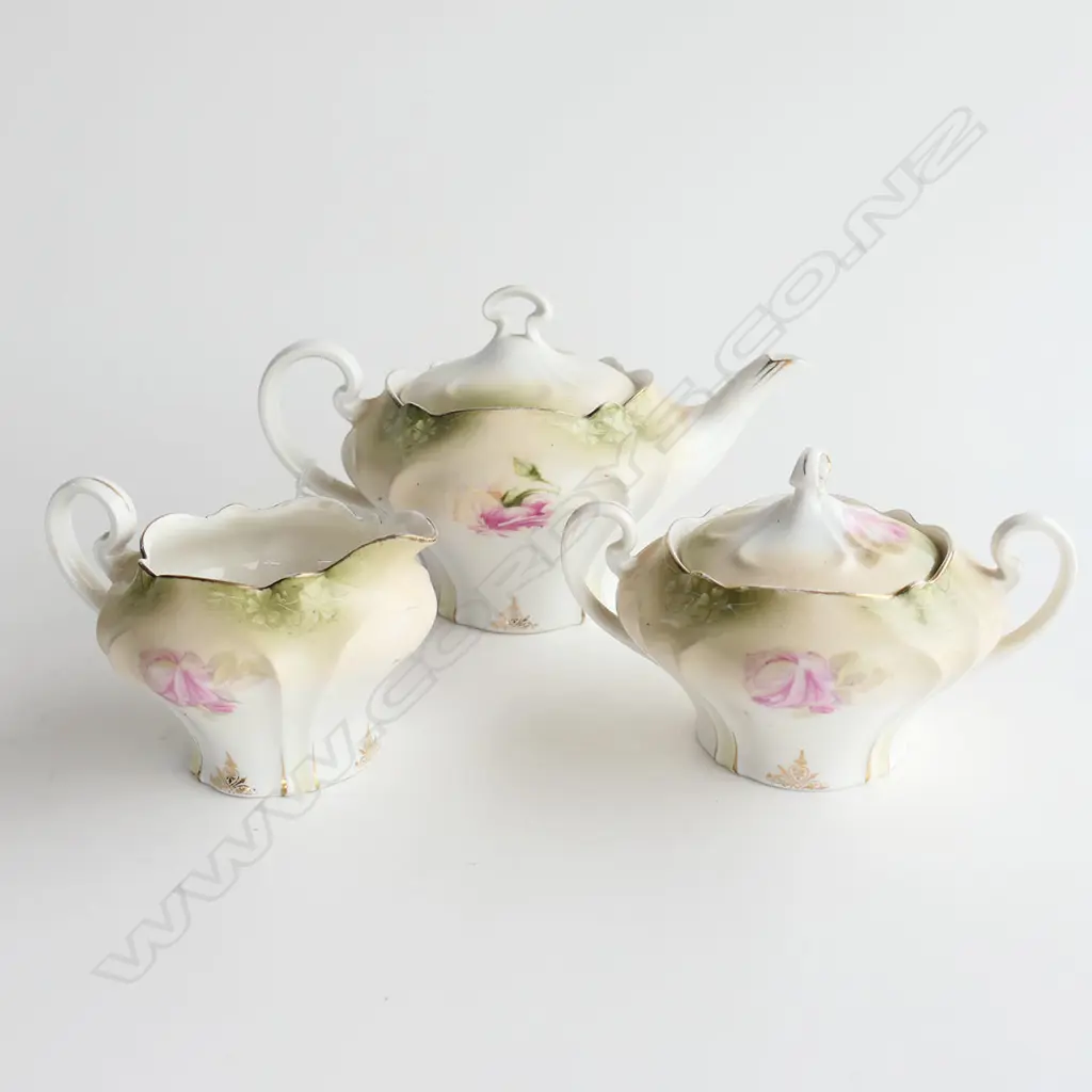 3PC POLAND CHINA TEASET  ROSE PAT  TEAPOT H120MM Image 1++