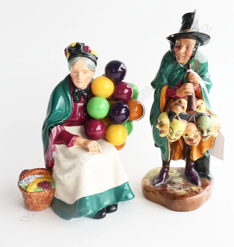 (25334) PR ROYAL DOULTON 'THE BALLOON SELLER' & 'THE MASK SELLER' H.200mm Image 1++
