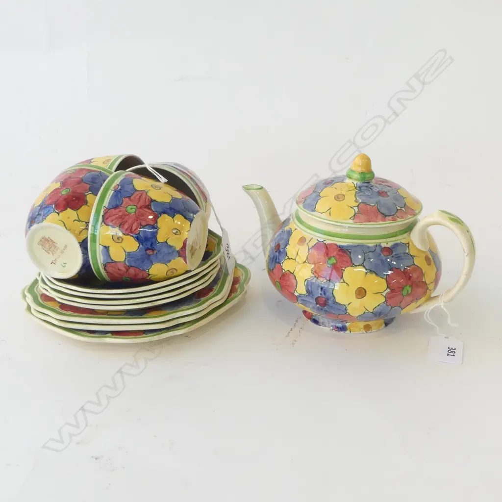 ADAMS CHINA TITIAN WARE PANSY PAT  CSPS & TEAPOT H130MM Image 1++