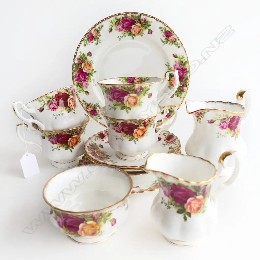 SMALL GROUP RA CHINA OLD COUNTRY ROSES  SANDWICH PLATE 4 CUPS 3 SAUCERS 1 PLATE 2 CREAM JUGS & SUGAR BOWL Image 1++