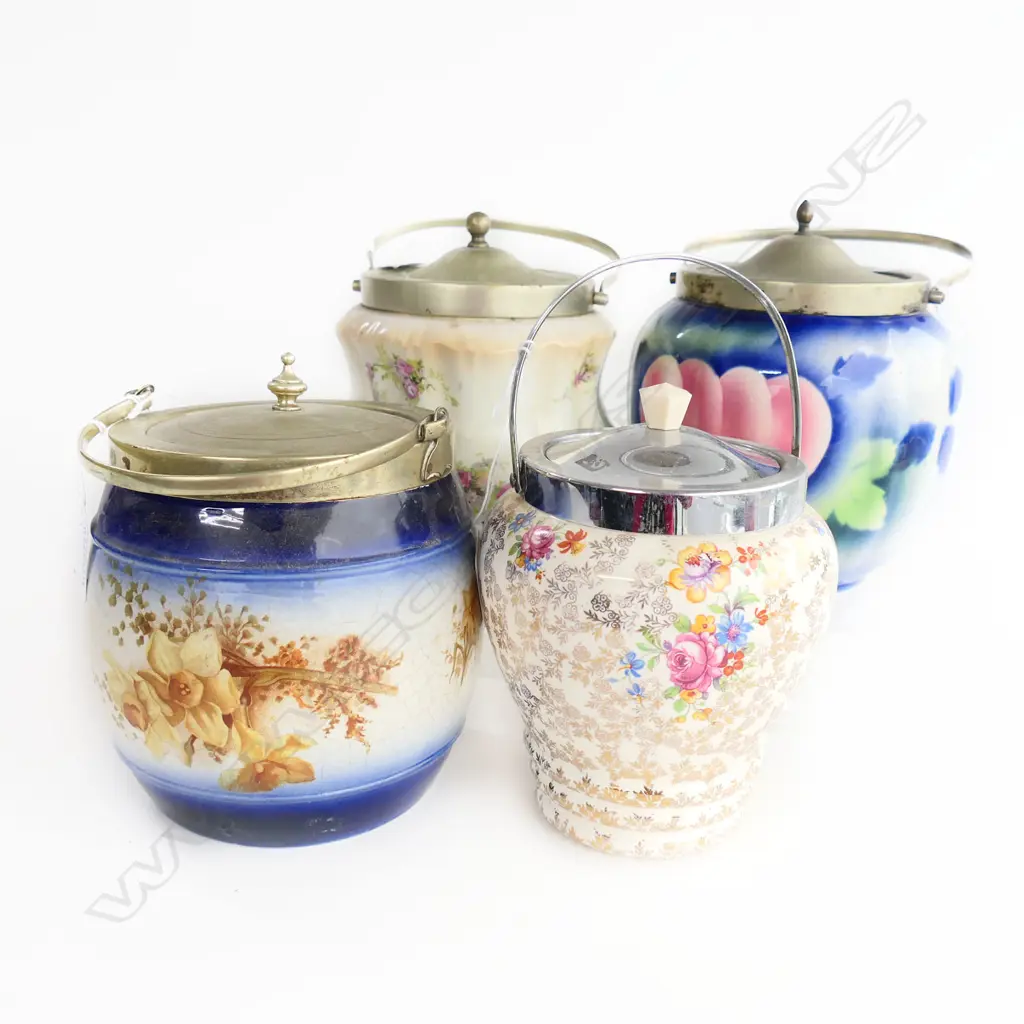 4 EDWARDIAN BISCUIT BARRELS H180MM TALLEST Image 1++