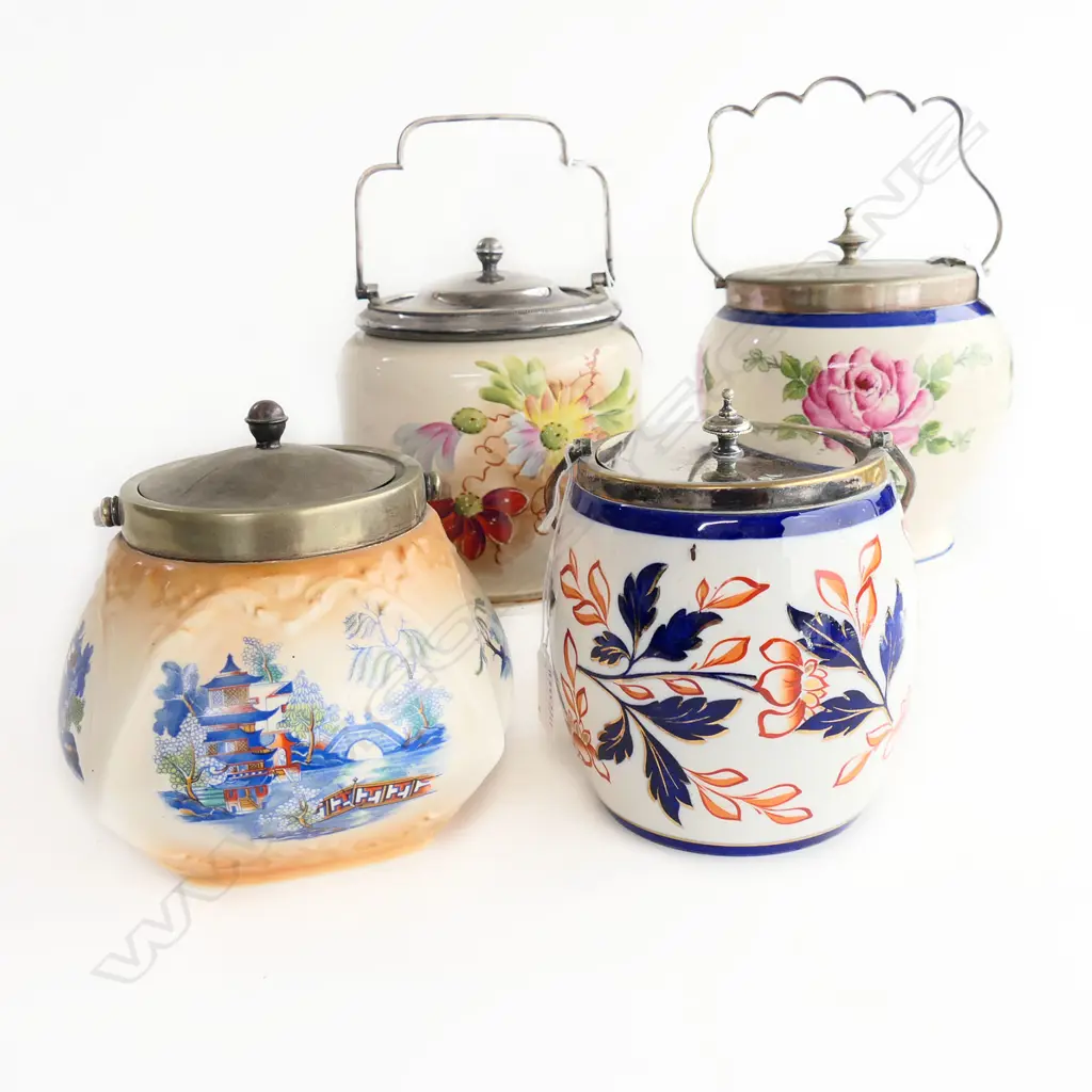 4 EDWARDIAN BISCUIT BARRELS H180MM TALLEST Image 1++