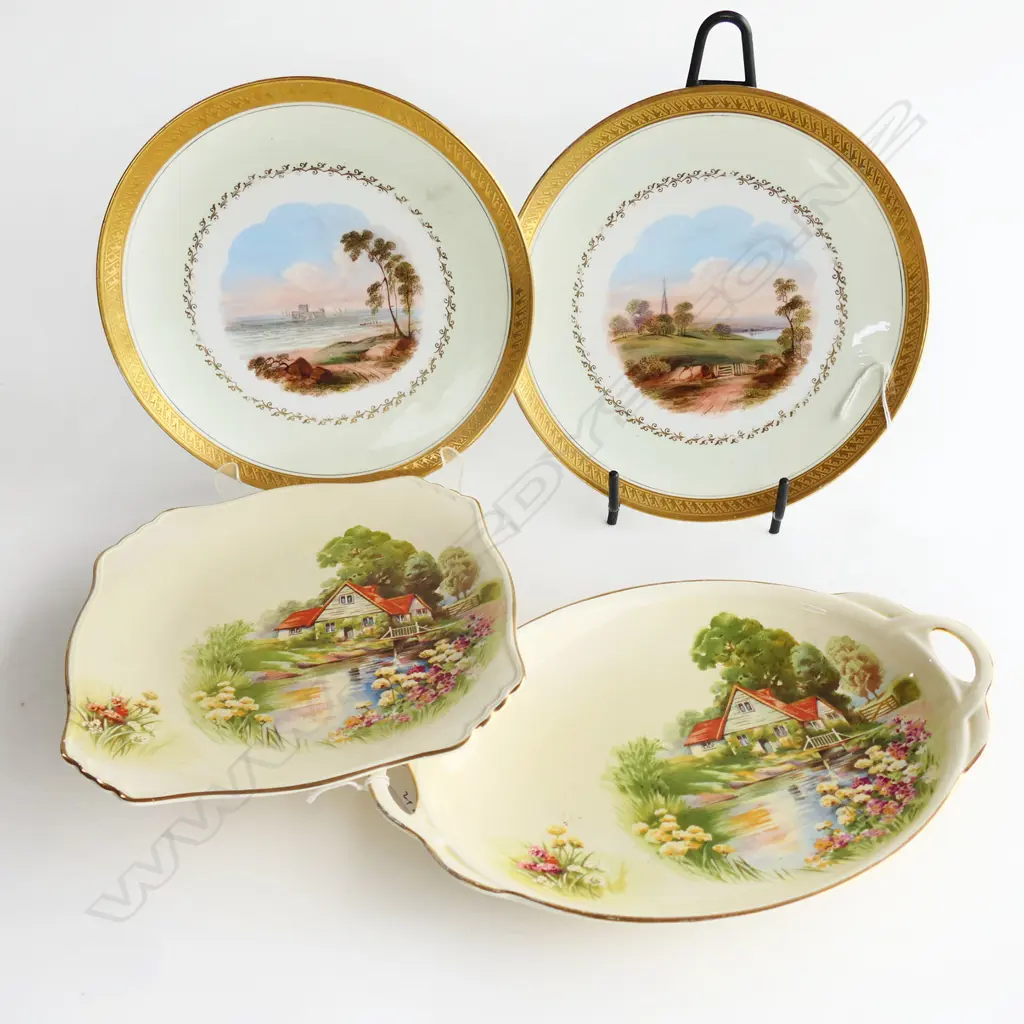 2 R/WINTON RED ROOF DISHES  DIA 270MM  & 2 HAND PAINTED PLATES DIA230MM Image 1++