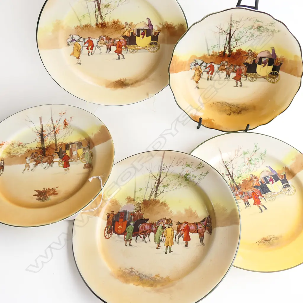 4RD COACHING SCENE RACK PLATES DIA260MM  & BOWL DIA230MM Image 1++