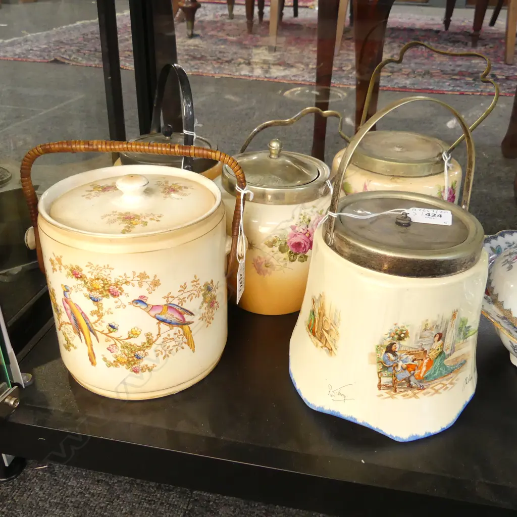 5 EDWARDIAN BISCUIT BARRELS H180MM TALLEST Image 1++