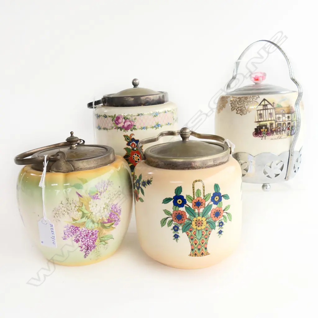 4 EDWARDIAN BISCUIT BARRELS H180MM TALLEST Image 1++