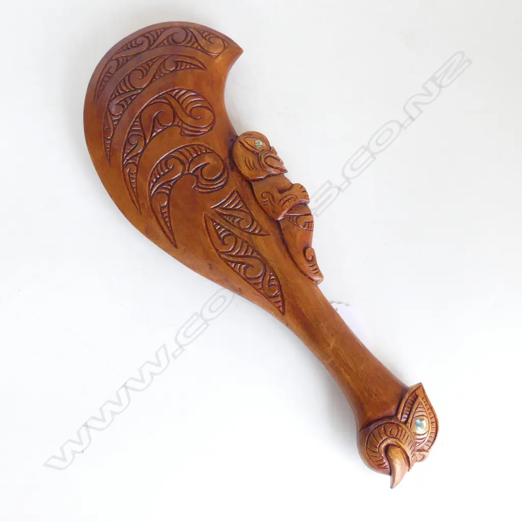 CARVED WOODEN MAORI PATU L.350mm  Image 1++