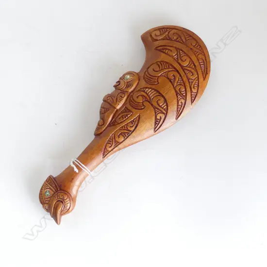 CARVED WOODEN MAORI PATU L.255mm