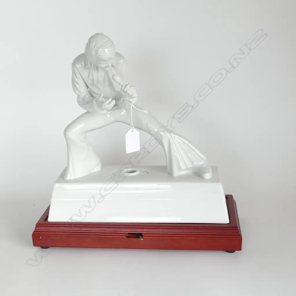 WHITE CERAMIC ELVIS DECANTER ON MUSICAL STAND H.315mm Image 1++