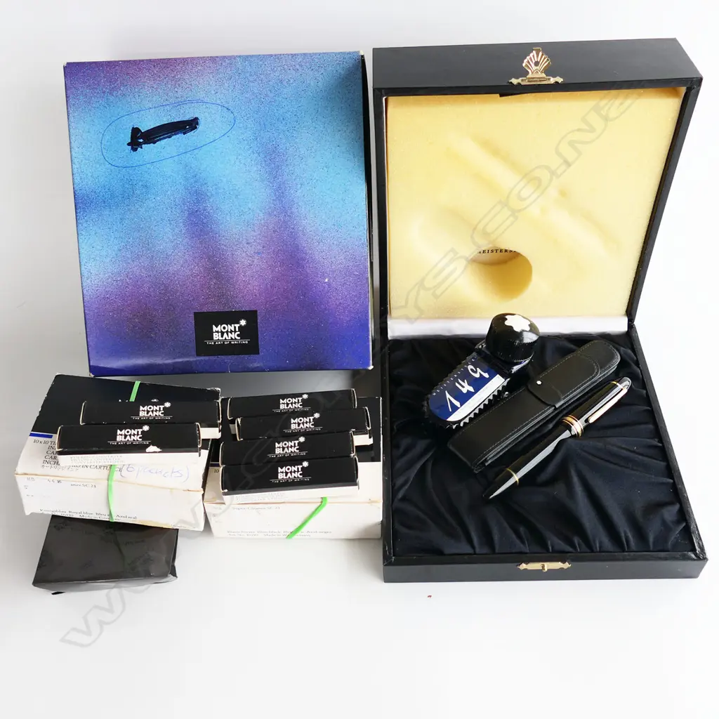 MONT BLANC 149 FOUNTAIN PEN W INK BOTTLE in box + 3 Mont Blanc inks etc  Image 1++