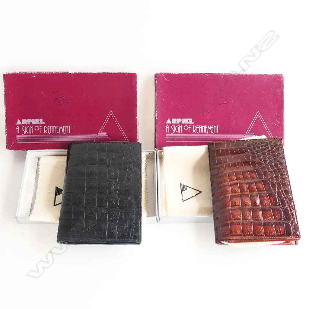 2 VINTAGE AS NEW CROCODILE SKIN WALLETS by Liep of Spain in boxes Image 1++
