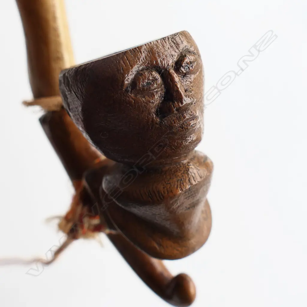VINTAGE 9 PIPE CARVED WOODEN PIPE RACK W 1 PIPE Image 1++