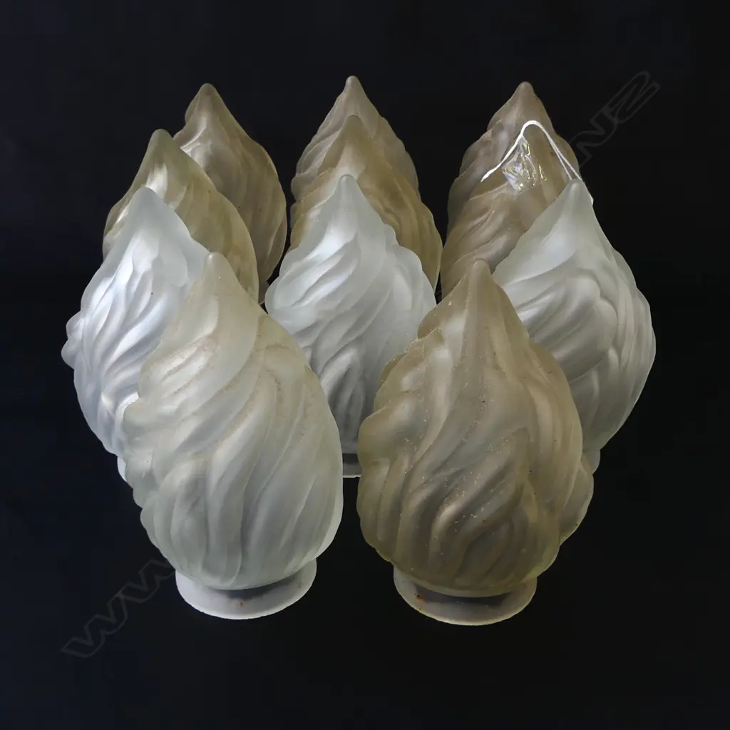 11 VIANNE FRENCH FLAMBE FROSTED GLASS LAMP SHADES H.130mm Image 1++