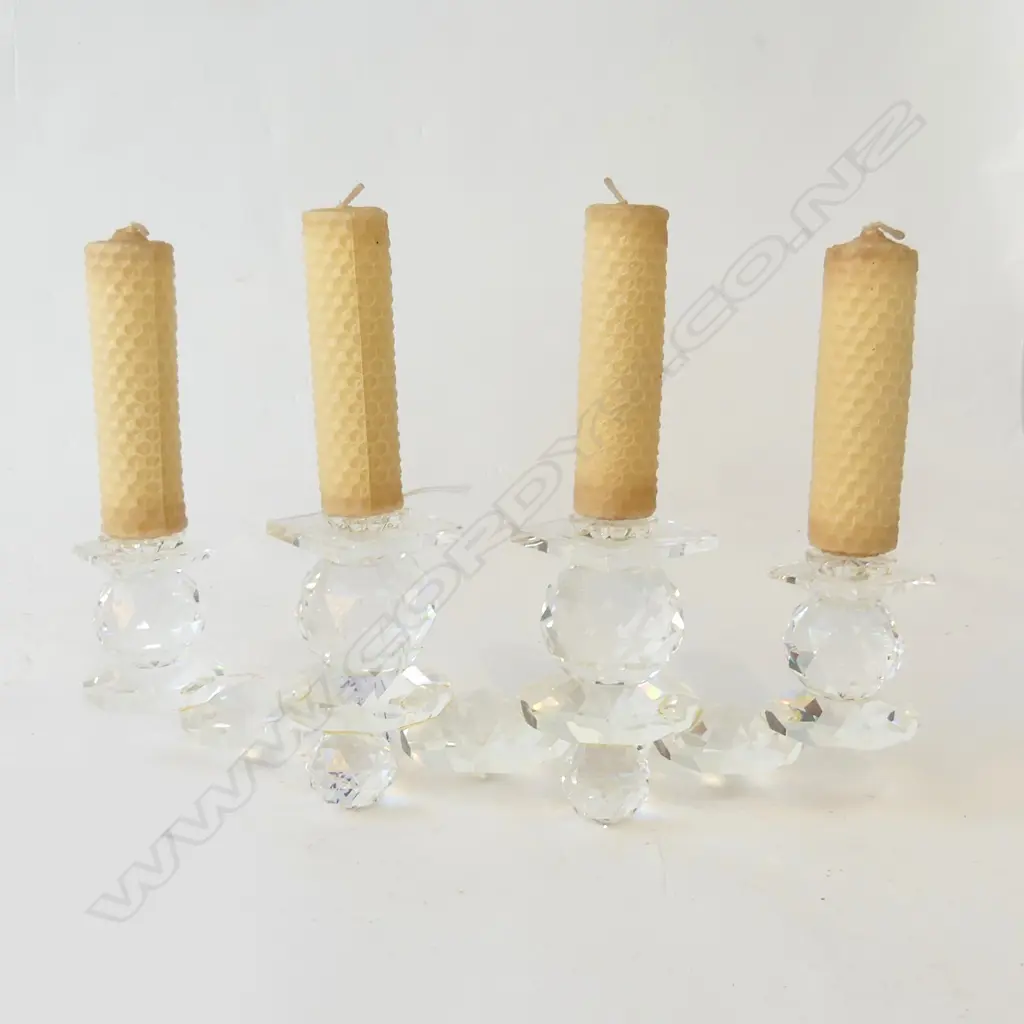 AUSTRIAN RATTENBURG FACETED CRYSTAL 4 CANDLE HOLDER/CANDELABRA Image 1++