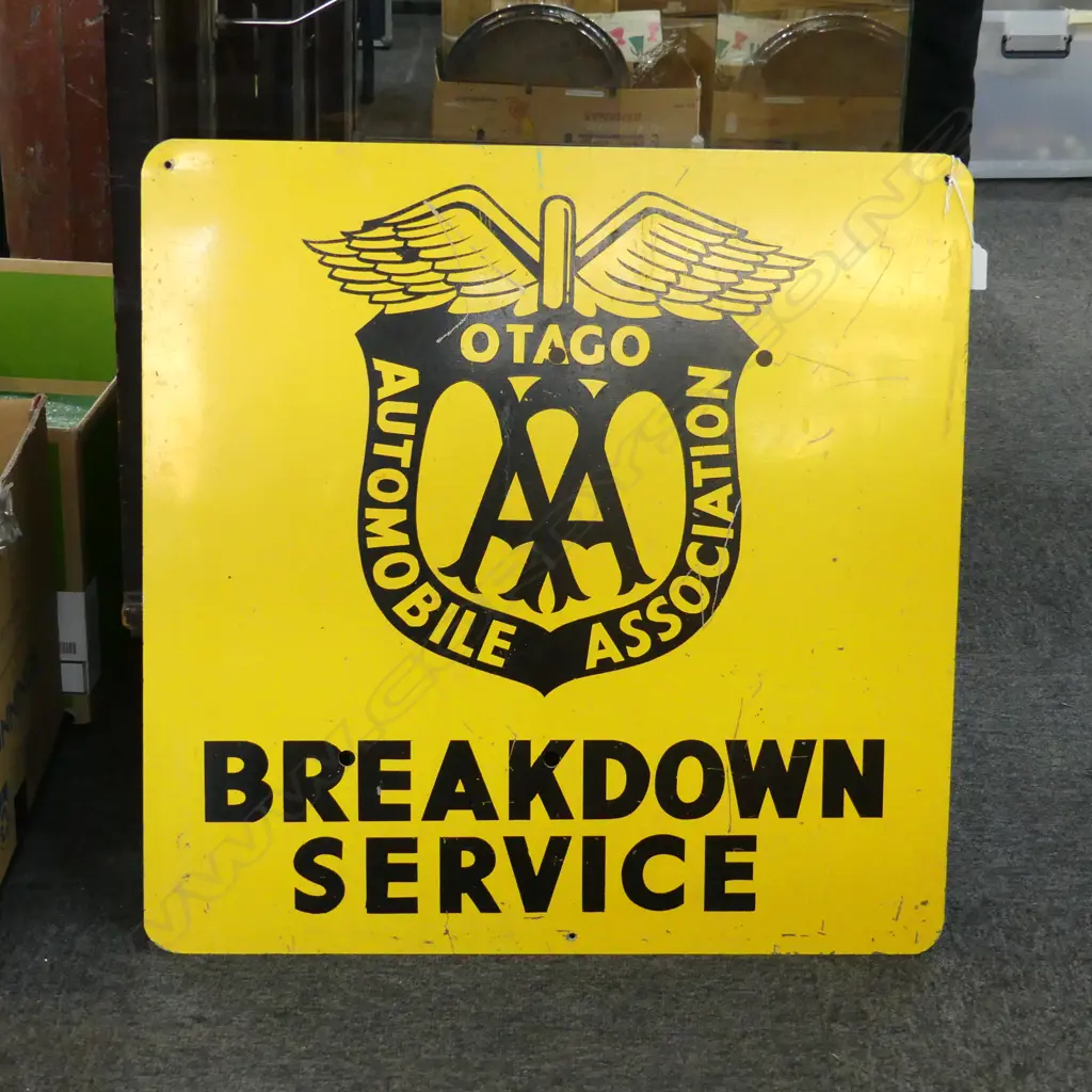 VINTAGE SIGN 'OTAGO AUTOMOTIVE ASSOCIATION BREAKDOWN SERVICE' 610x610mm Image 1++
