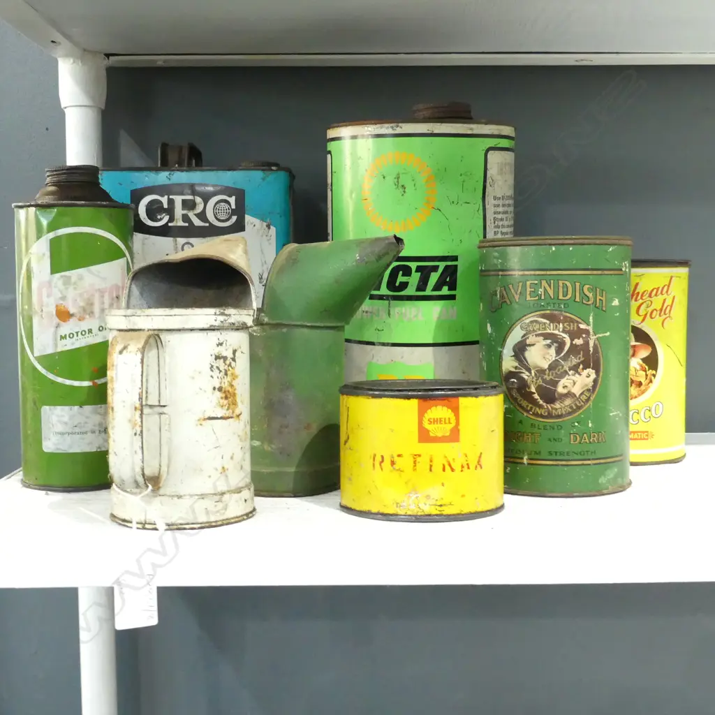 6 ASST. VINTAGE TINS + 2 OIL CANS Image 1++