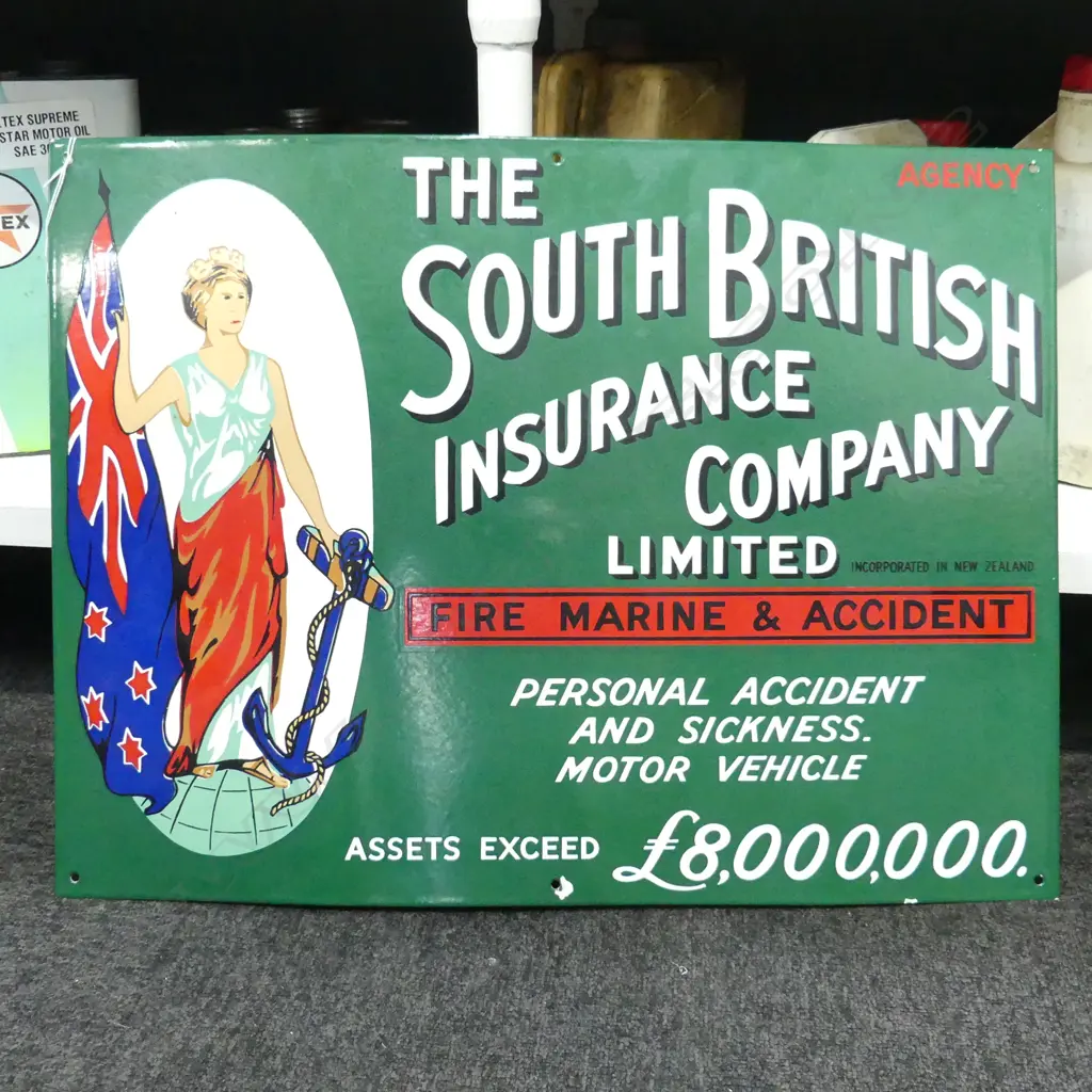 ENAMELLED METAL SIGN 'SOUTH BRITISH INSURANCE' 460x610mm Image 1++