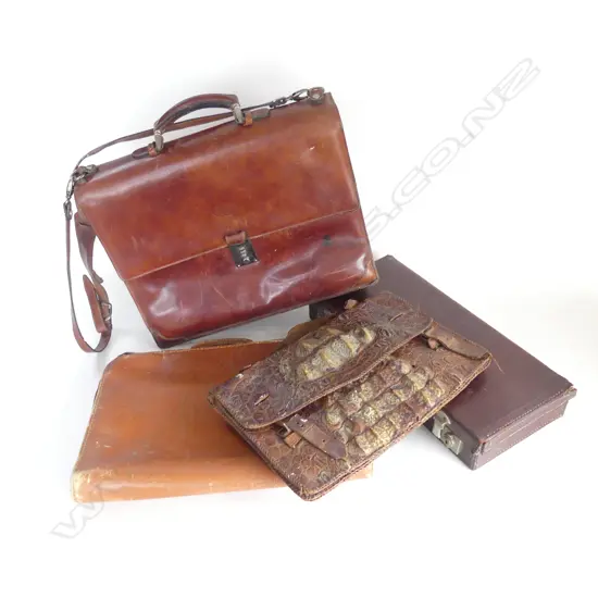 4 ASST. LEATHER SATCHEL BAGS ETC