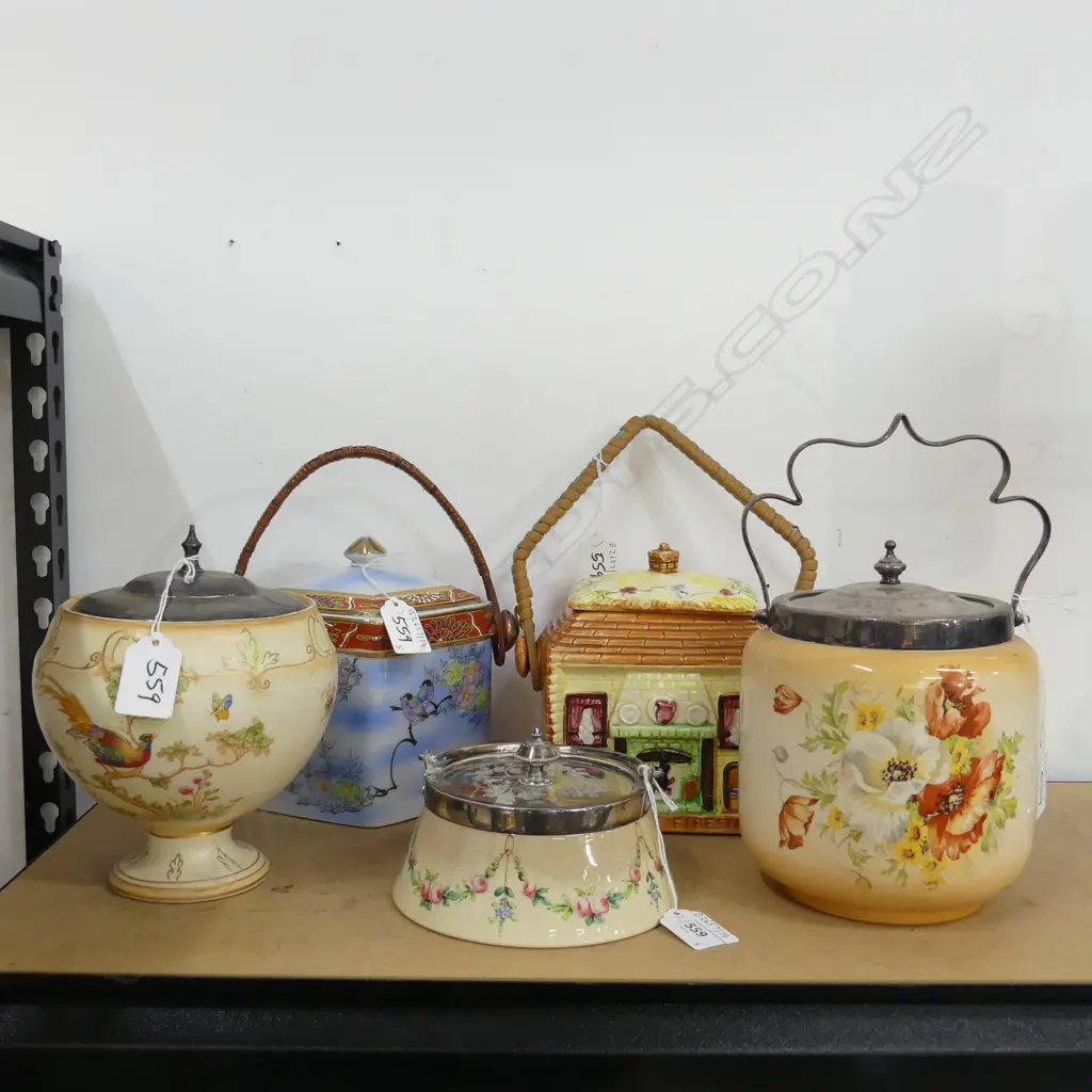 5 EDWARDIAN BISCUIT BARRELS H180MM TALLEST Image 1++