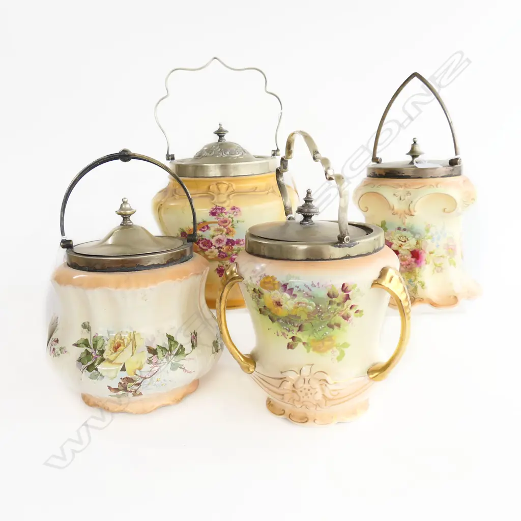 4 EDWARDIAN BISCUIT BARRELS H190MM Image 1++