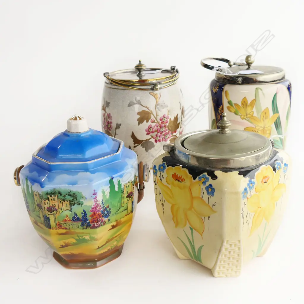 4 EDWARDIAN BISCUIT BARRELS  H180MM TALLEST Image 1++