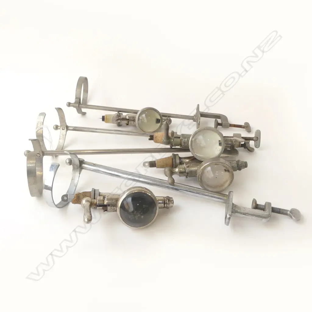 FOUR VINTAGE OPTIC PEARL SPRIT DISPENSERS WITH STANDS, GASKELL & CHAMBERS ETC, L.400MM Image 1++