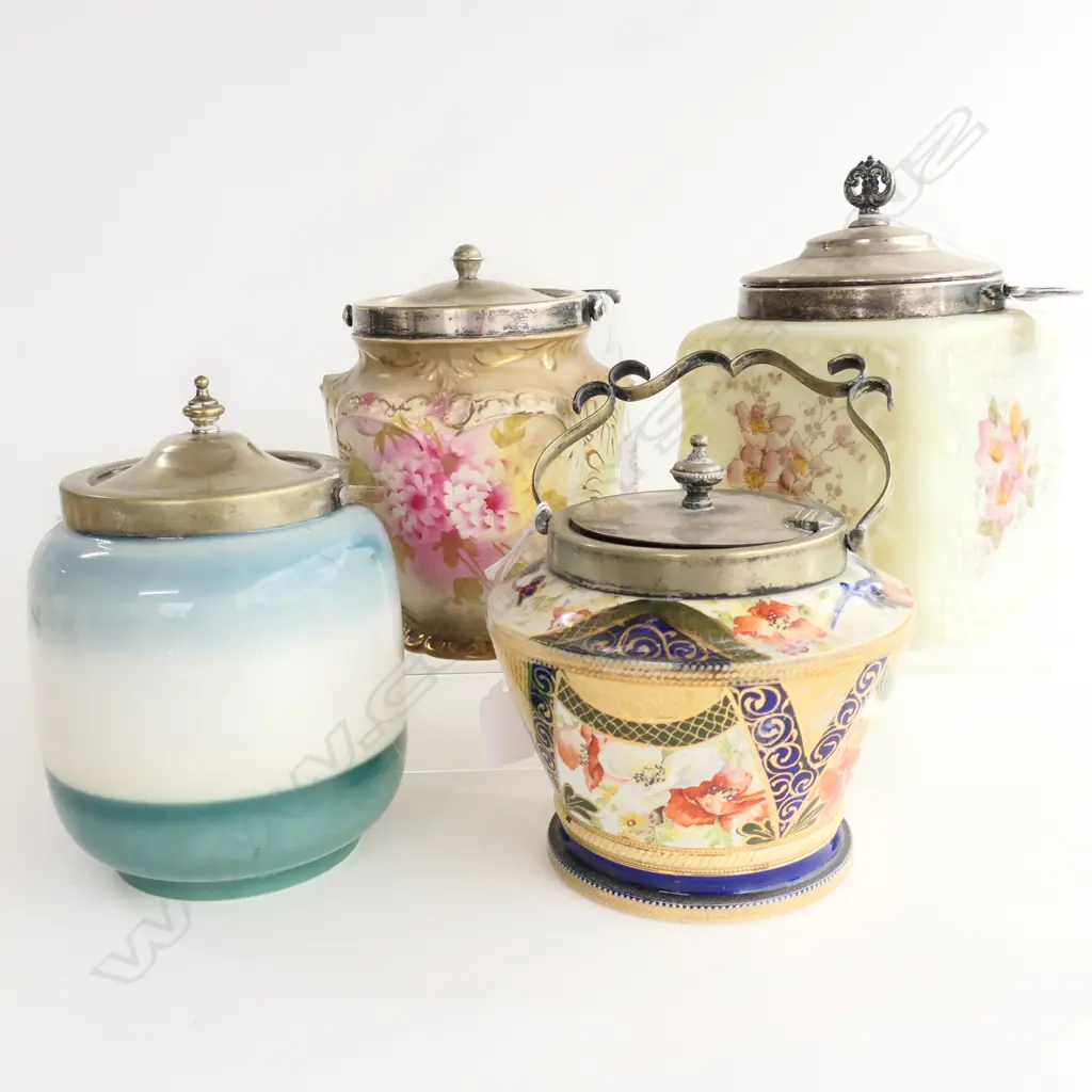 4 EDWARDIAN BISCUIT BARRELS  H180MM TALLEST Image 1++