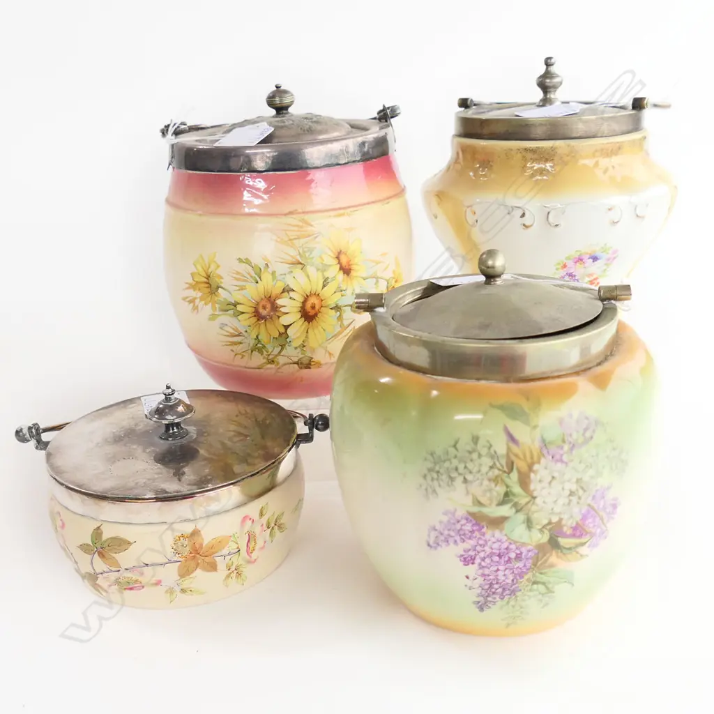 4 EDWARDIAN BISCUIT BARRELS H180MM TALLEST Image 1++