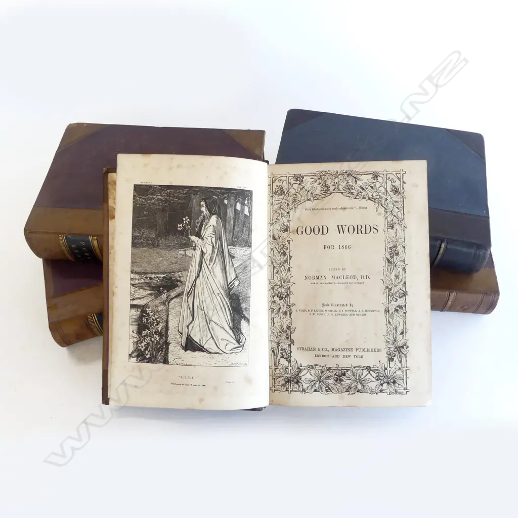 5 VOLUMES VICT LEATHER BOUND BOOKS GOOD WORDS H250MM Image 1++