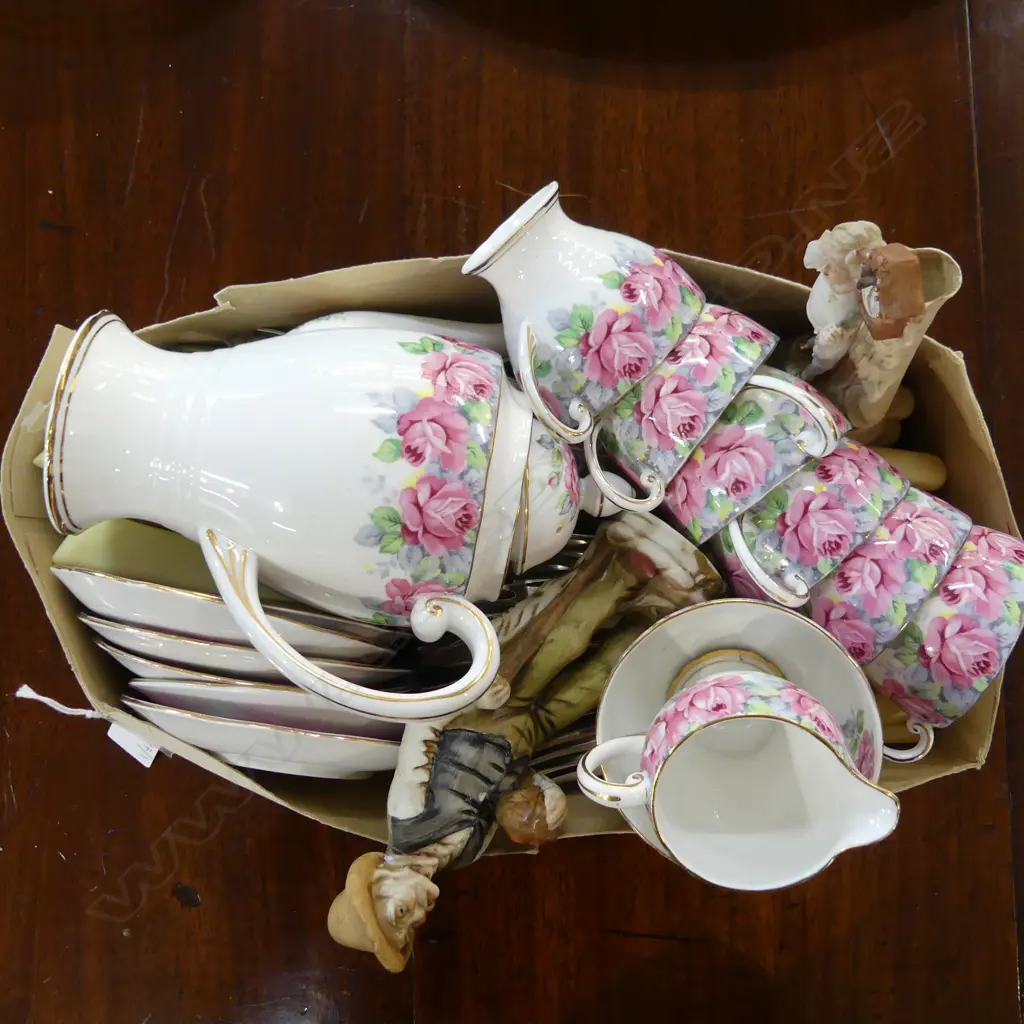 ASST. CUTLERY + TEA SET (1 CUP w. HAIRLINE) Image 1++