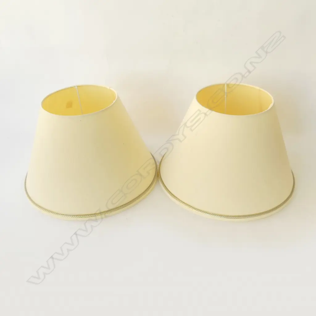 EUNICE TAYLOR CREAM LIGHTSHADES 1 WITH SILVER TRIM 1 WITH GOLD TRIM 1750 DIAM Image 1++