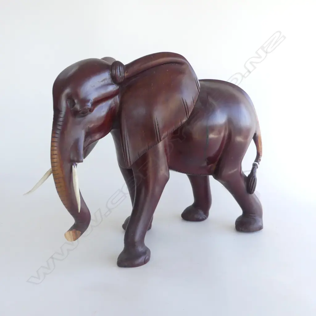 CARVED WOODEN AFRICAN ELEPHANT H.335mm - FAULTS Image 1++