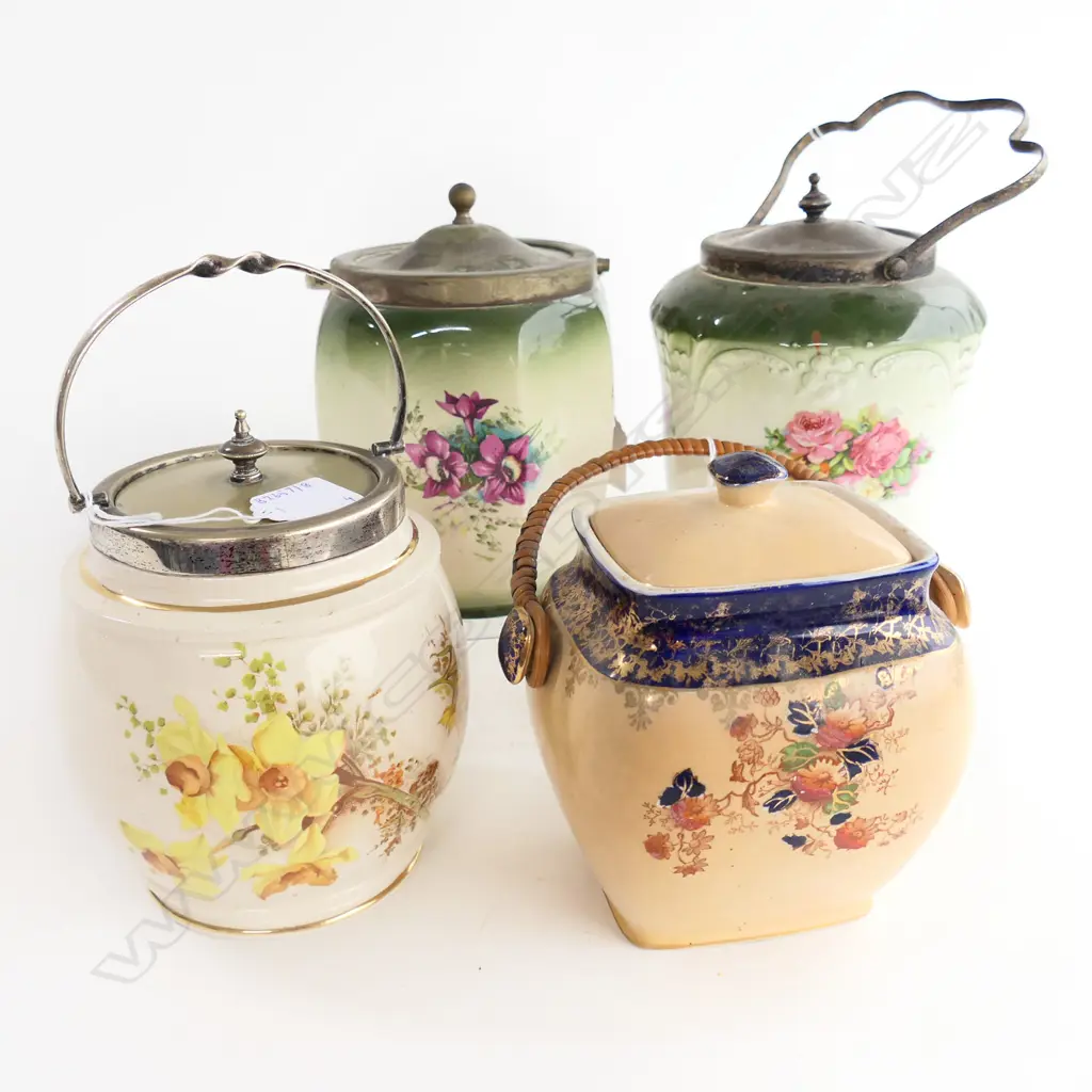 4 EDWARDIAN BISCUIT BARRELS H180MM TALLEST Image 1++