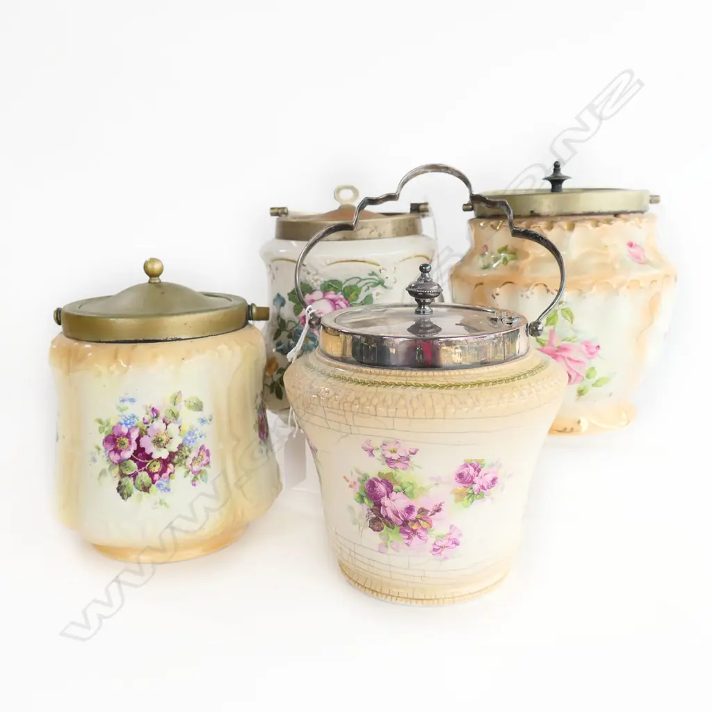 4 EDWARDIAN BISCUIT BARRELS H190MM Image 1++