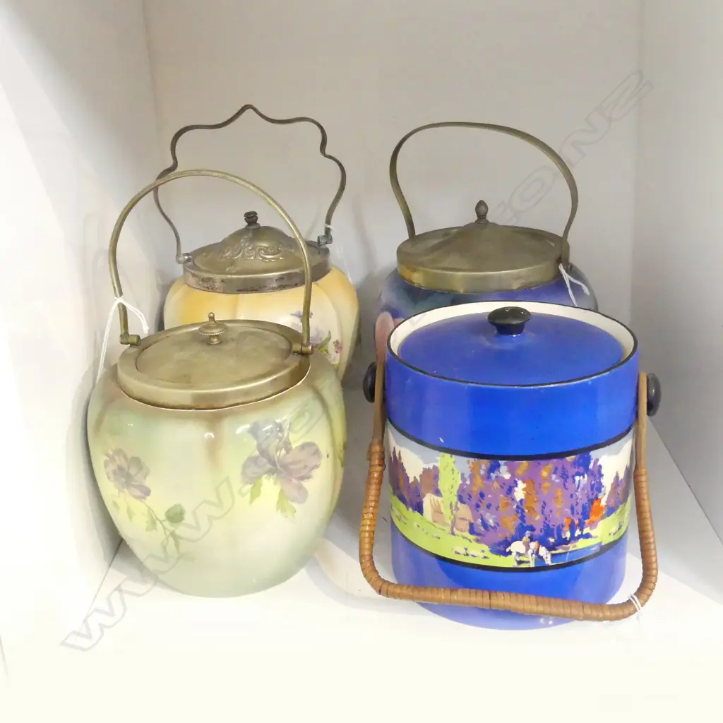 4 EDWARDIAN BISCUIT BARRELS H180MM TALLEST Image 1++