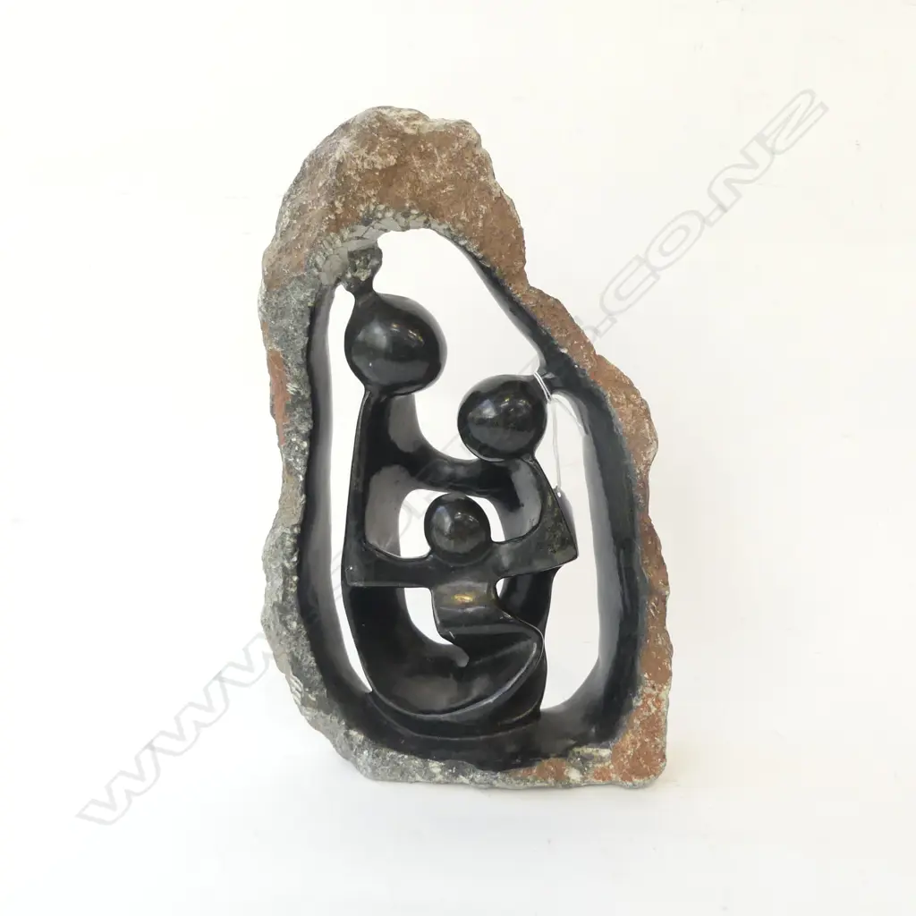 CARVED STONE ABSTRACT FAMILY SCULPTURE H.340mm Image 1++