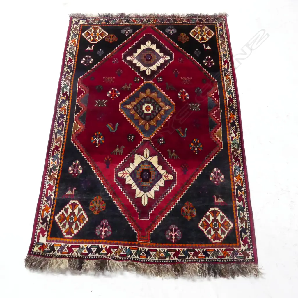 HAND KNOTTED PERSIAN SHIRAZ AREA RUG, ALL WOOL 1730 x 1110mm Image 1++