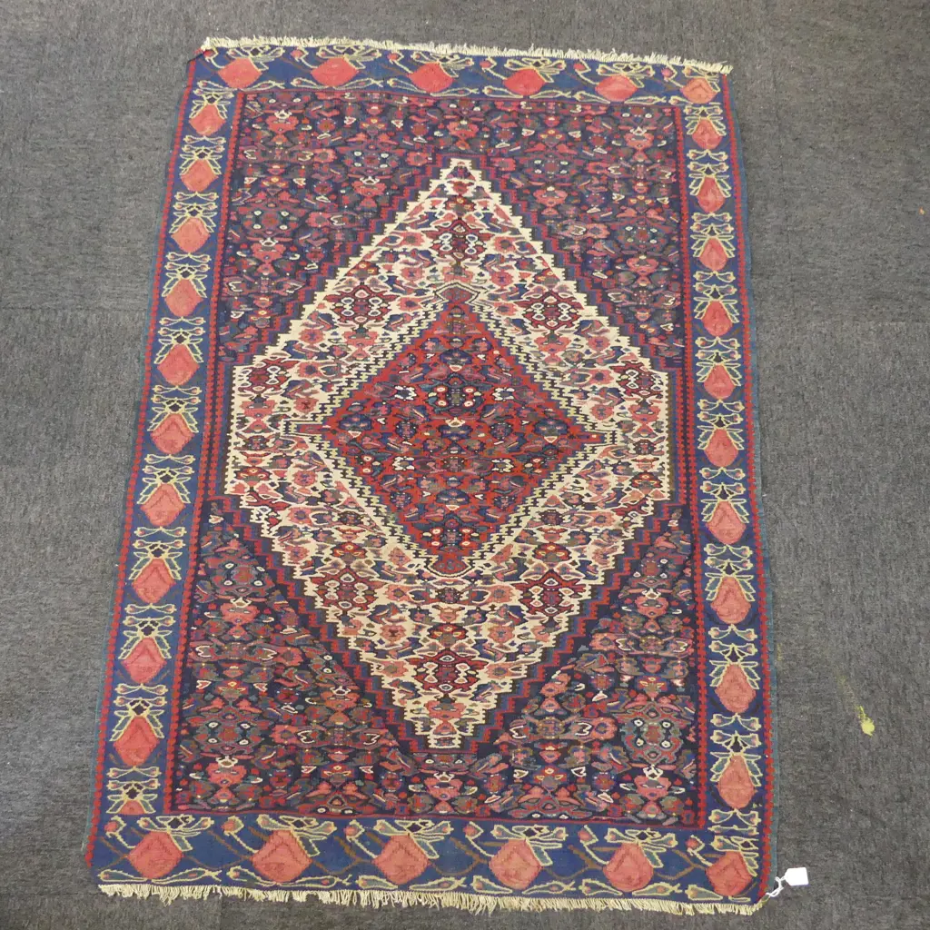 (29) QUALITY semi antique  KURDESTAN KELIM RUG diamond medallion & rosettes 1580 x 1100mm Image 1++