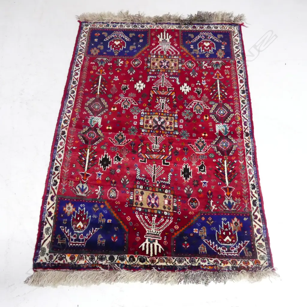 HAND KNOTTED PERSIAN SHIRAZ AREA RUG, ALL WOOL  1640 x 1060mm Image 1++