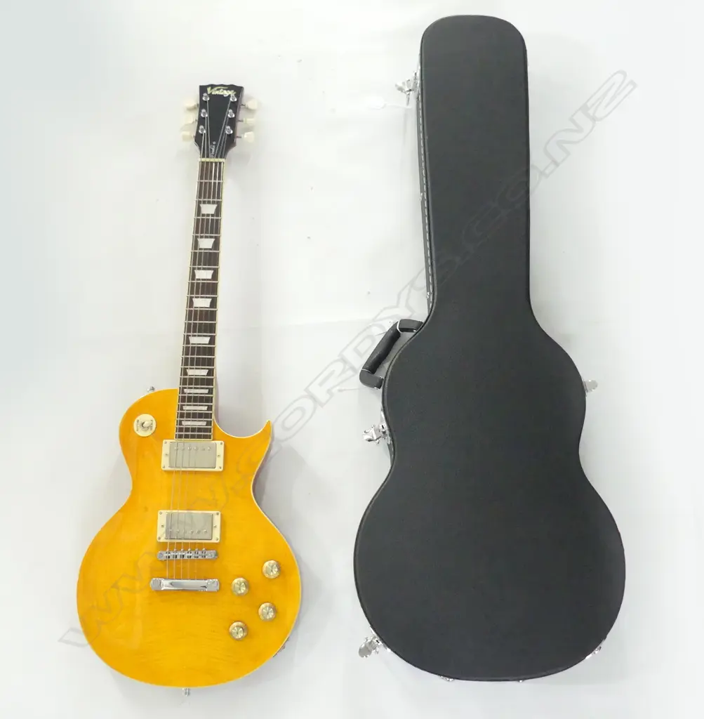 VINTAGE BRAND PARADISE LES PAUL ELECTRIC GUITAR WITH HARD CASE Image 1++