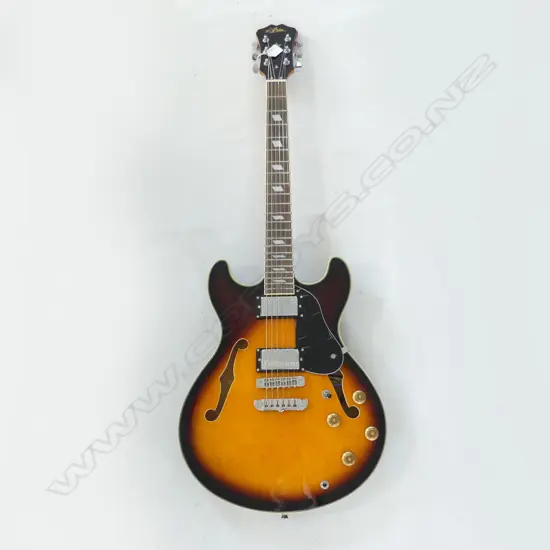 ARIA 335 STYLE SUNBURST ELECTRIC GUITAR WITH HARD CASE
