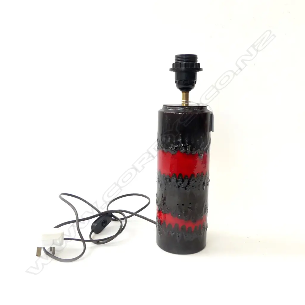 RETRO SCHEURICH W. GERMAN BLACK & RED CERAMIC LAMP BASE H.350mm Image 1++