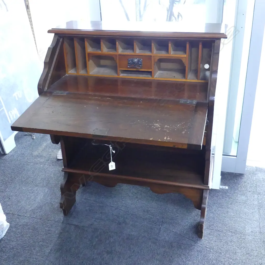 EARLY 20thC WOODEN DROP FRONT DESK 825x430x980mm Image 1++
