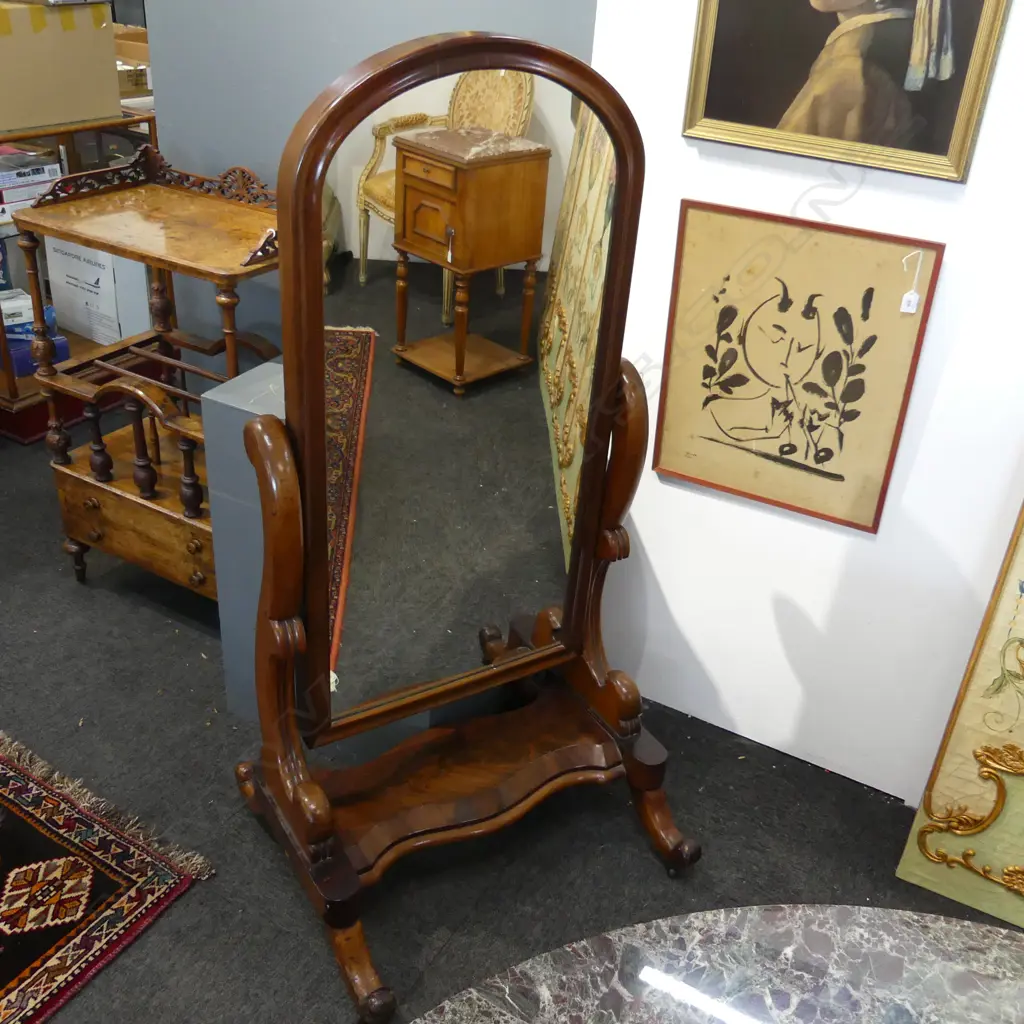 VICTORIAN MAHOGANY CHEVAL MIRROR Image 1++