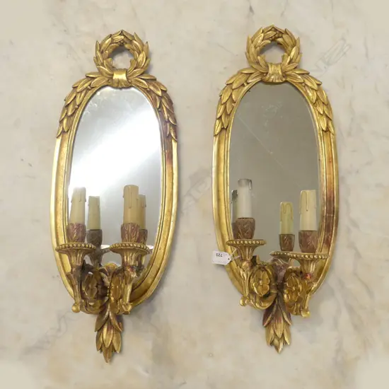 PR OVAL GILT FRAMED MIRRORS WITH CANDLE SCONCES 680MM  can be rewired rewired.
