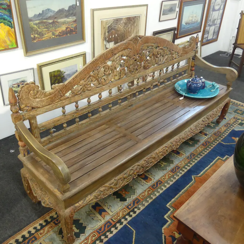 LG INDONESIAN CARVED TEAK? BENCH W.2100mm Image 1++