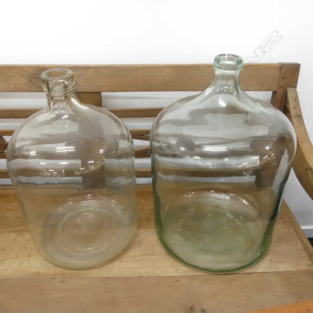 2 LARGE CLEAR GLASS CARBOY BOTTLES H.500mm Image 1++