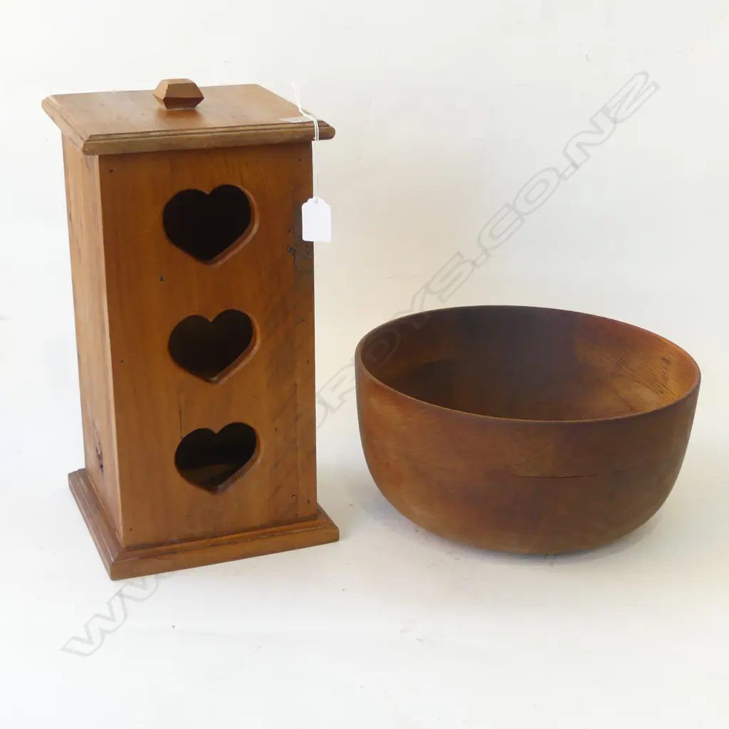 WOODEN BOWL 305mm dia & LIDDED CONTAINER H.390mm Image 1++