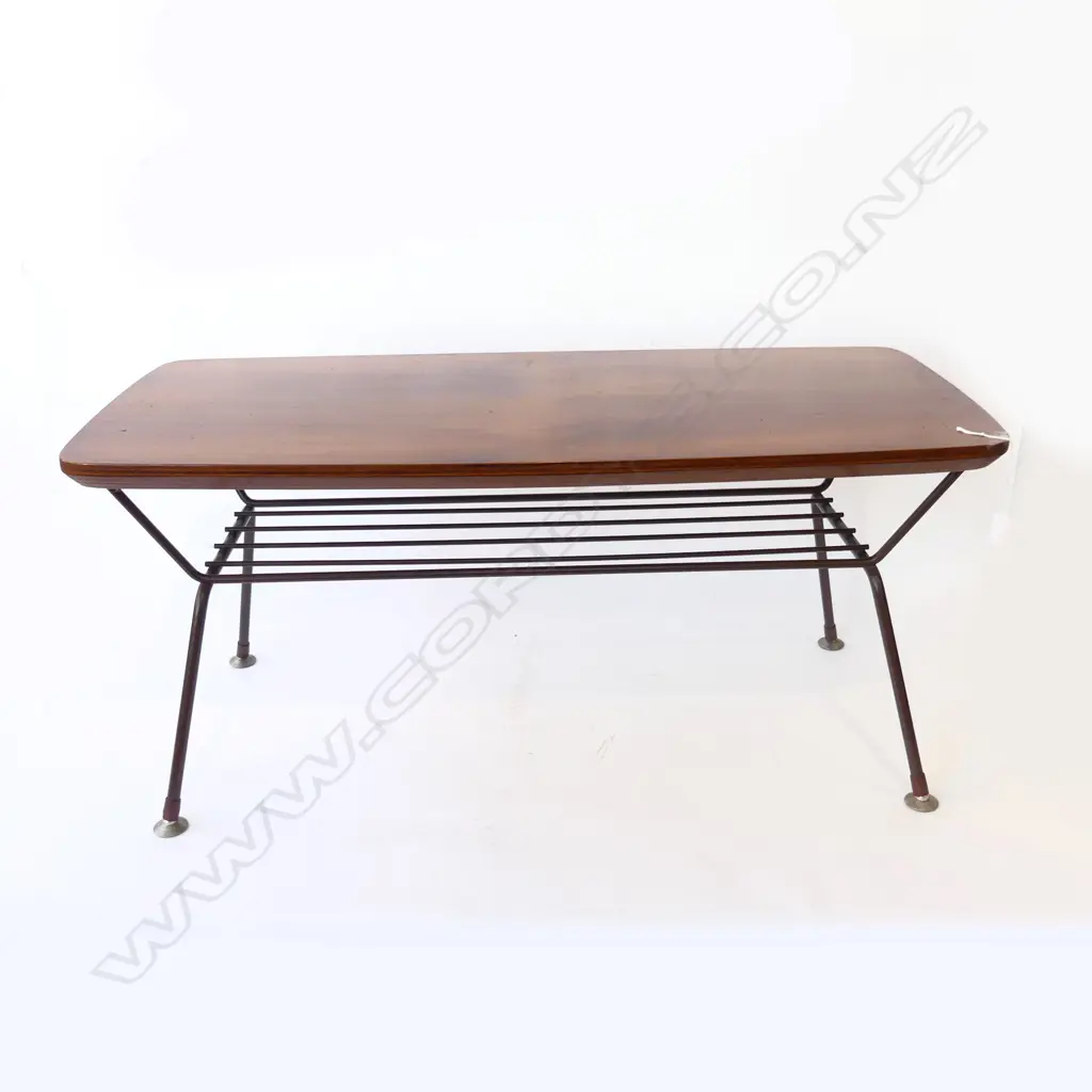 RETRO COFFEE TABLE: METAL BASE, TIMBER TOP L.875mm Image 1++