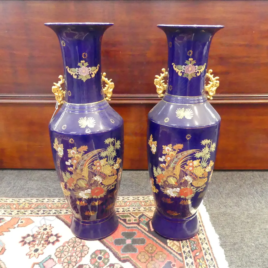 PR BLUE ORIENTAL VASES H.605mm Image 1++